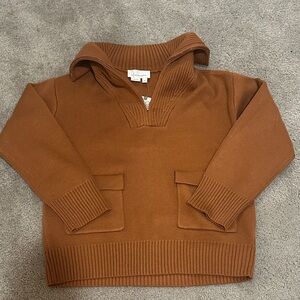 Anthropologie women’s Tan Zip-Up Sweater